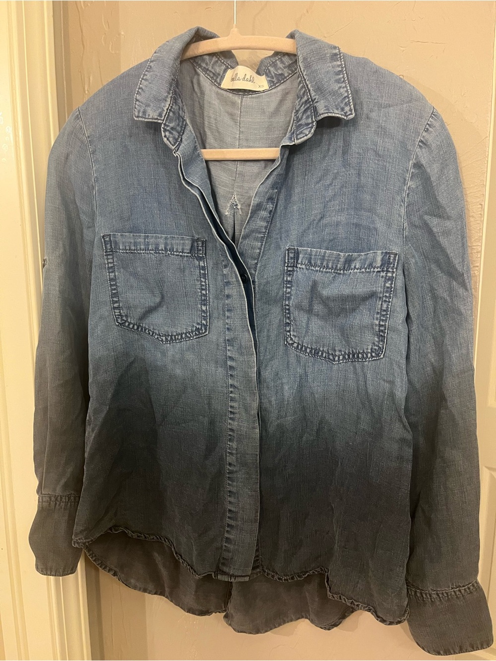 Bella Dahl XS button down blue ombré dip dye tencel denim shirt